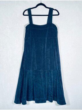 Me + Em Cottagecore Tank Dress Womens 10 Blue Corduroy Midi Boho Garden